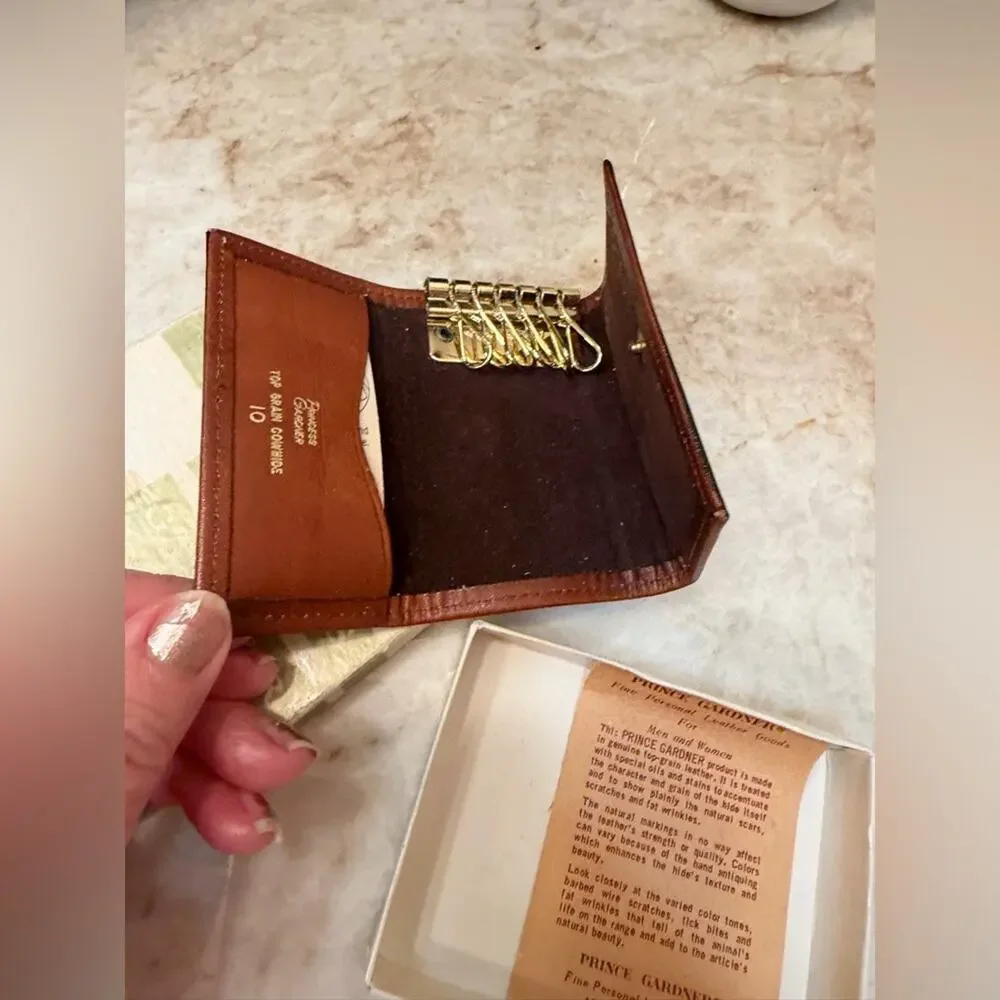 Vintage Princess Gardner Brown key wallet Leather Card Holder unisex
